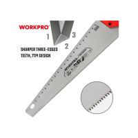 Ножовка по дереву WORKPRO 500 мм, SK5, 7TPI WP215007