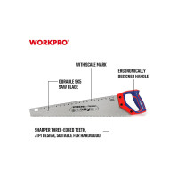 Ножовка по дереву WORKPRO 500 мм, SK5, 7TPI WP215007