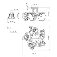 Потолочный светильник ЭЛЕТЕХ Бонни 151 белый, золото (плафон П0472) НПБ 01-5x60-153 Е27 ИУ 1005404779