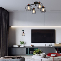 Потолочный светильник ЭЛЕТЕХ Конти 141 черн.муар медь НПБ 01-4x60-127 Е27 [ИМ] 1005405027