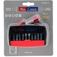 Набор торсионных бит 10 шт + магнитный держатель 65 мм Mr. Logo D010GMT-11