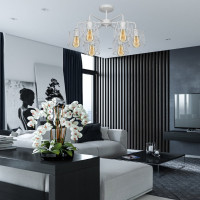 Потолочный светильник ЭЛЕТЕХ Стелла 161 бел.муар НПБ 01-6x60-142 Е27 ИУ 1005404670