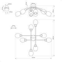 Потолочный светильник ЭЛЕТЕХ 11267-3/8 хром (Плафон 8826) НПБ 01-8x40-110 Е14 ИУ 1005404853