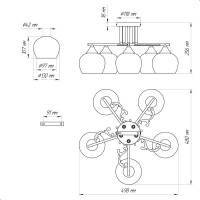 Потолочный светильник ЭЛЕТЕХ 11277В-2/5 черн.хром (Плафон 8425) НПБ 01-5x60-148 Е27 ИУ 1005404864