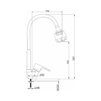 Смеситель для мойки Juguni "Luxe" одноручный, с гибкой подводкой 0402.969С