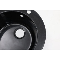 Мойка Alcora Виктори 490х490 мм, глянцевая, черный, с сифоном S-1/L01