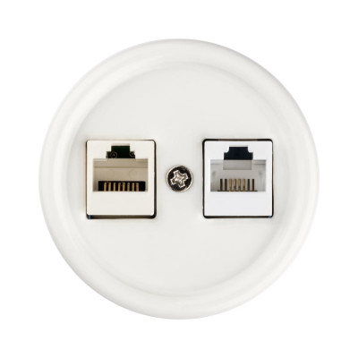 Телефонная розетка TDM ELECTRIC RJ11 + компьютерная RJ45 белая Болонь SQ1820-0052