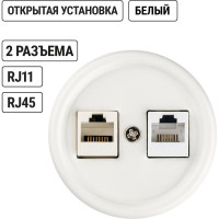 Телефонная розетка TDM ELECTRIC RJ11 + компьютерная RJ45 белая Болонь SQ1820-0052