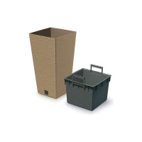 Высокое кашпо с вкладышем Prosperplast DFSH400W4665W FURU SQUARE ECO WOOD 395х395х755 мм, коричневое 067429