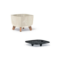 Кашпо на ножках Prosperplast DGQL240ECY700 GRACIA SQUARE BETON EFFECT 240х240х187 мм, кремовое 067364