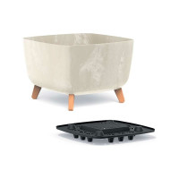 Кашпо на ножках Prosperplast DGQL400E CY700 GRACIA SQUARE BETON EFFECT 39х39х27 см, кремовое 067367