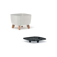 Кашпо на ножках Prosperplast DGQL240WS449W GRACIA SQUARE ECO WOOD 240х240х187 мм, белое 067349
