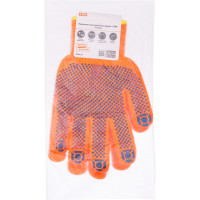 Перчатки плотной вязки TDM ELECTRIC акрил с ПВХ, оранжевые, 8 размер ,1 пара, серия "Точка" SQ1016-0216