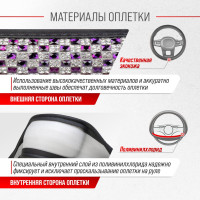 Оплетка SKYWAY Crystal-1 M черная экокожа/фиолетовые стразы S01102485