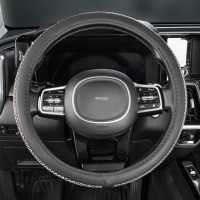 Оплетка SKYWAY Crystal-1 M черная экокожа/фиолетовые стразы S01102485