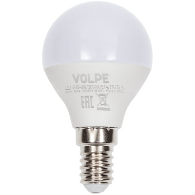 Светодиодная лампа Volpe LED-G45-6W/3000K/E14/FR/SLS UL-00008814