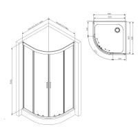 Душевое ограждение AM.PM Gem 1/4 Rond 90x90 стекло прозрачное, профиль черный матовый, без поддона W90G-401-090BT