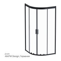 Душевое ограждение AM.PM Gem 1/4 Rond 90x90 стекло прозрачное, профиль черный матовый, без поддона W90G-401-090BT