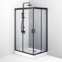 Душевое ограждение AM.PM Gem Twin Slide 120x90, профиль черный мат., стекло W90G-404-120290-BT