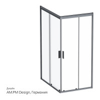 Душевое ограждение AM.PM Gem Twin Slide 120x90, профиль черный мат., стекло W90G-404-120290-BT