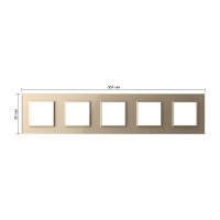 Рамка для розетки 5 постов LIVOLO цвет золотой, стекло BB-C7-SR/SR/SR/SR/SR-13