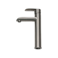 Смеситель для умывальника MELANA Paola hi-tech нерж.сталь, однорычажный, сатин, литой излив f 610602