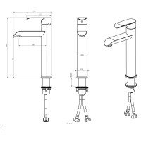 Смеситель для умывальника MELANA Paola hi-tech нерж.сталь, однорычажный, сатин, литой излив f 610602