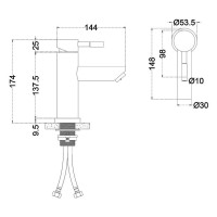 Смеситель для умывальника MELANA Tondo нерж.сталь, однорычажный, черный, литой излив f 610101PVD-B черный