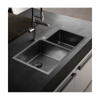 Мойка MELANA ProfLine 3,0/220 ГРАФИТ 2-я чаша, врезная прямоугольная, графит S8045HB