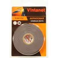Клейкая двусторонняя акриловая лента Vintanet VN8049, цвет серый, 12 мм х 5 м VN8049125