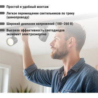 Трековый однофазный светильник TDM ELECTRIC LED TRL-01-015-WB 15 Вт, 24, 3000 К, 80 Ra, черный SQ0369-0001