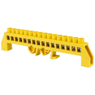 Шина TDM ELECTRIC PE земля, в желтом изоляторе, на DIN-рейку 8x12 мм, 16 групп, в упаковке 10 штук SQ0801-0219