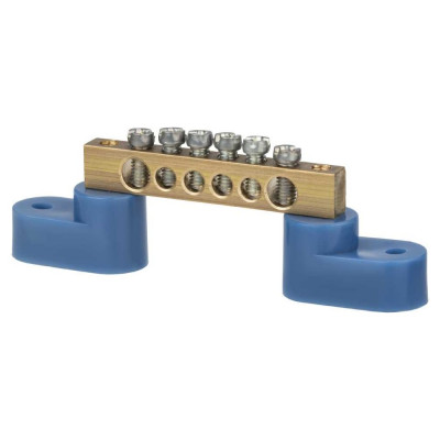 Шина TDM ELECTRIC N нулевая, 6x9 мм, на двух угл. изоляторах 6 групп SQ0801-0401