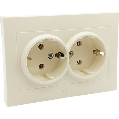 2-местная розетка OVIVO с заземлением GRANO, крем, 400-020300-907