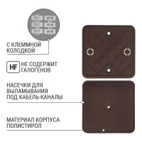 Коробка распределительная TDM ELECTRIC 75х75х20 ОП бук, с клеммной колодкой, IP40 SQ1401-0304