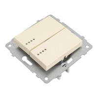 Механизм 2-клавишного выключателя OVIVO с подсветкой, крем, 600-000202-203
