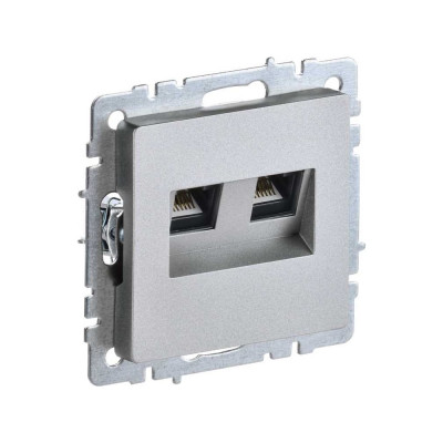 IEK Brite розетка компьютерная двойная rj45 кат.5e рк10-2-бра алюминий BR-K20-1-K47