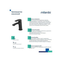Milardo смеситель для умывальника черный матовый rora RORBL00M01