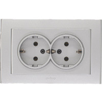 2-местная розетка OVIVO с заземлением MINA, серебро, 401-100300-907