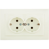 2-местная розетка OVIVO с заземлением MINA, крем, 401-020300-907