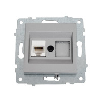 Механизм компьютерной 1-местной розетки RJ45 OVIVO CAT6, серебро, 600-000310-229