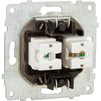 Механизм компьютерной 2-местной розетки RJ45 OVIVO CAT6, белый, 600-000301-230