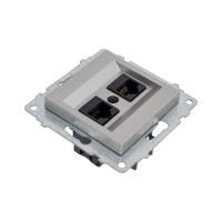 Механизм компьютерной 2-местной розетки RJ45 OVIVO CAT6, серебро, 600-000310-230