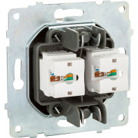 Механизм компьютерной 2-местной розетки RJ45 OVIVO CAT6, черный металлик, 600-000317-230