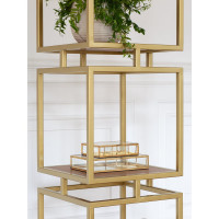 Стеллаж GreenWeen CUBIC-4, золотой каркас, полки ЛДСП Робиния, 1965x400x400 GW-CUBIC-4-G-LD-R