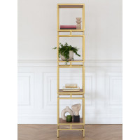 Стеллаж GreenWeen CUBIC-4, золотой каркас, полки ЛДСП Робиния, 1965x400x400 GW-CUBIC-4-G-LD-R