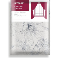 Портьерная штора witerra ромашки блэкаут серый 190x275 см 1 шт 100032