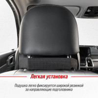 Подушка на подголовник SKYWAY кожа иск., перф., черная, строчка черная S08001009
