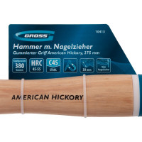 Молоток-гвоздодер GROSS 380 г, угол 75, магнит, обрезиненная рукоятка american hickory 10413