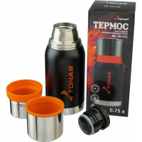 Термос Тонар HS.TM-038 750мл, черный, 2 крышки-кружки 213753